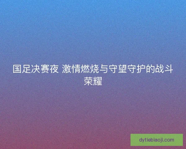 国足决赛夜 激情燃烧与守望守护的战斗荣耀 国足决赛夜 激情燃烧与守望守护的战斗荣耀